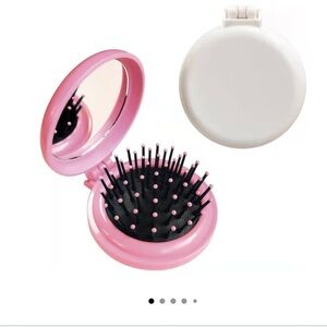 White Compact Mirror Brush